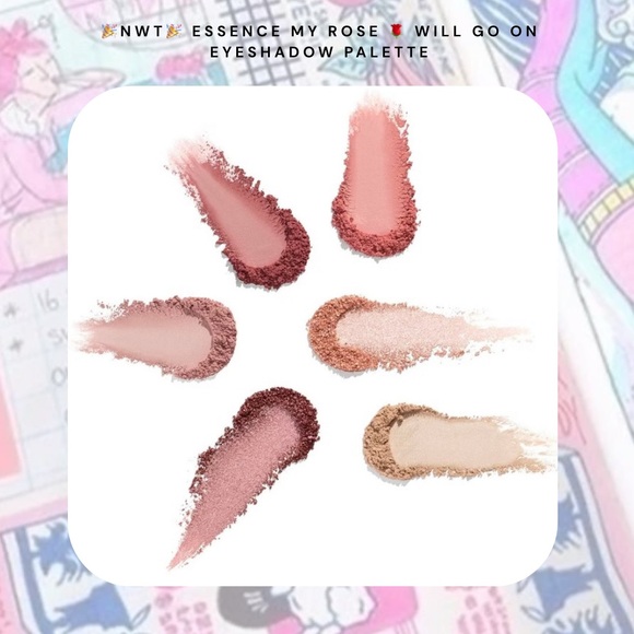 🏷️ rose pink shimmer metallic matte eye shadow palette or 6 with mirror - Picture 6 of 14